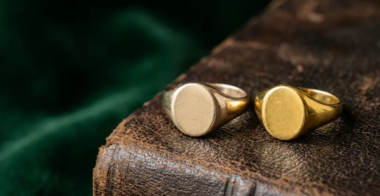 Elegant comparison of 9ct and 18ct gold rings showing color and quality difference