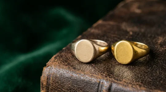 Elegant comparison of 9ct and 18ct gold rings showing color and quality difference