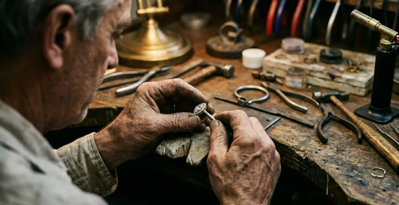 Microscopic view comparing metal grain structure of hand-forged versus cast prongs