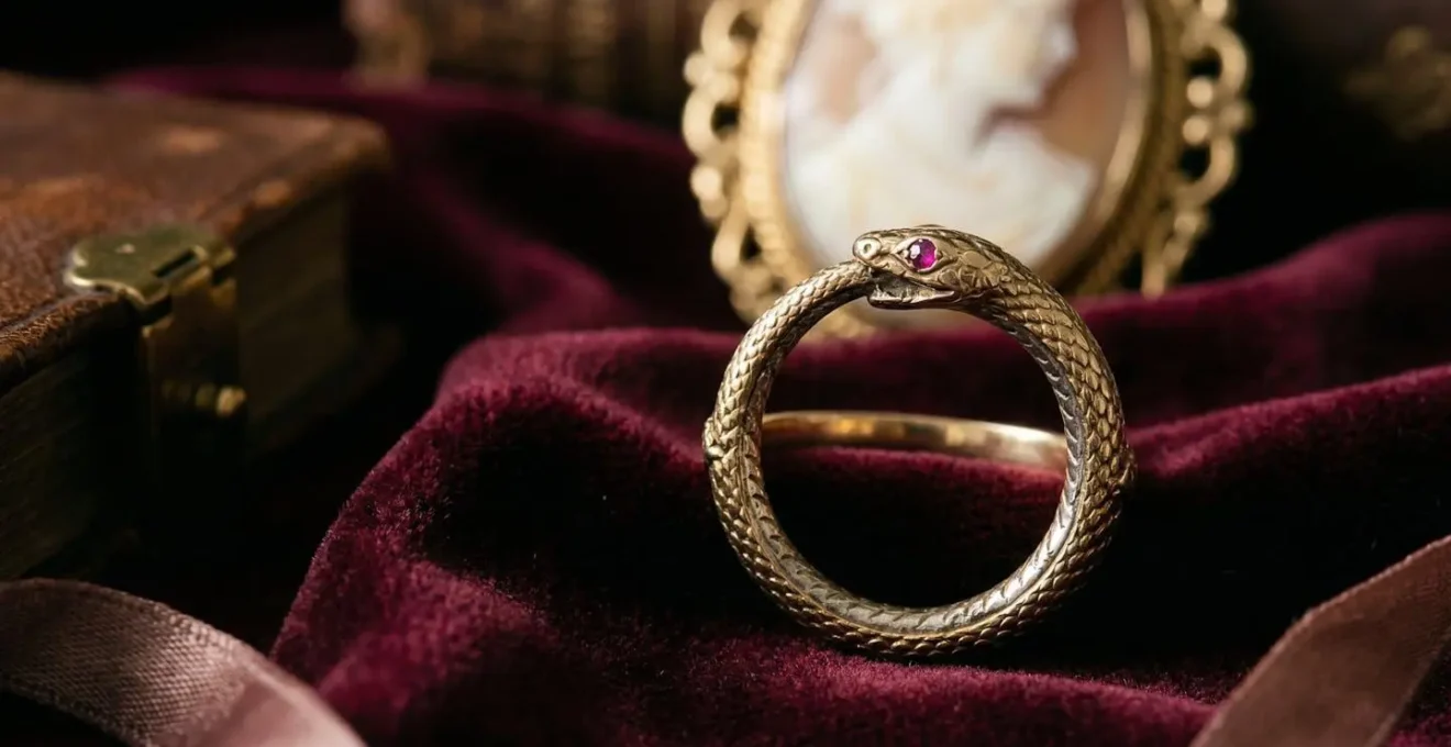 Victorian-era snake ring showing ouroboros eternal love symbolism