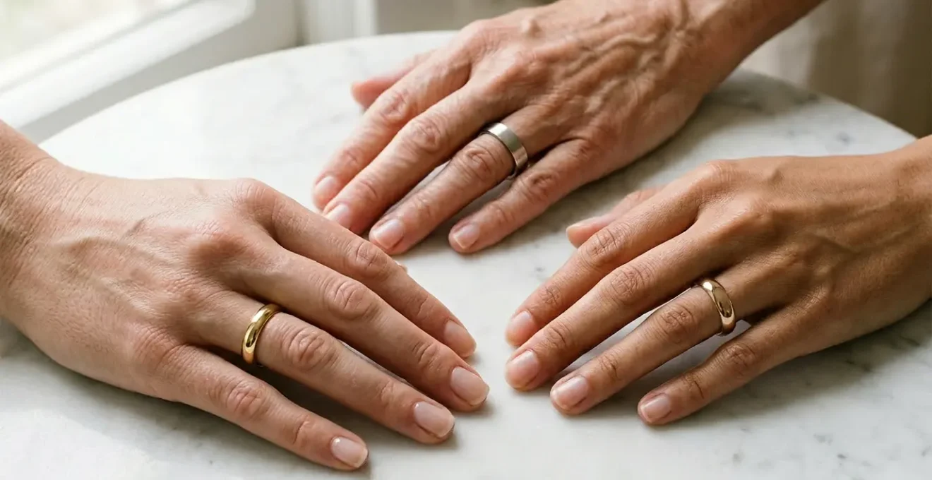 Three wedding ring profiles displayed on elegant fingers showing Court, D-shape and Flat designs